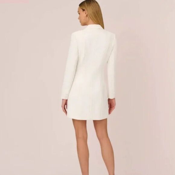 Aidan by Aidan Mattox White Tuxedo Blazer Dress | Size 4 - Picture 4 of 15